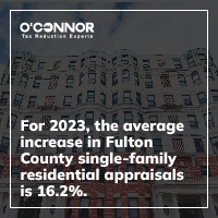 For 2023, the average increase in Fulton County single-family residential appraisals is 16.2%.